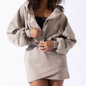 Popflex Game Day Dress Women's Size S/M Hazel Brown Hooded Sweater Mini Dress